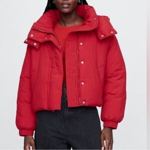 Women's Cropped Red Duvet Coat